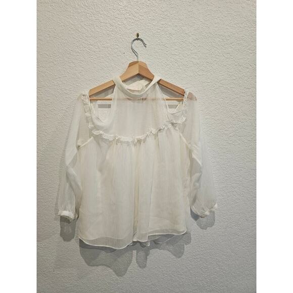 Zara sheer blouse white sz Medium - Picture 5 of 5